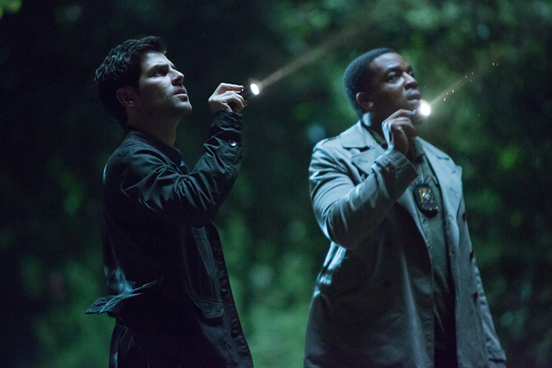 GRIMM -- "A Dish Best Served Cold" Episode 303 -- Pictured: (l-r) David Giuntoli as Nick Burkhardt, Russell Hornsby as Hank Griffin -- (Photo by: Scott Green/NBC)