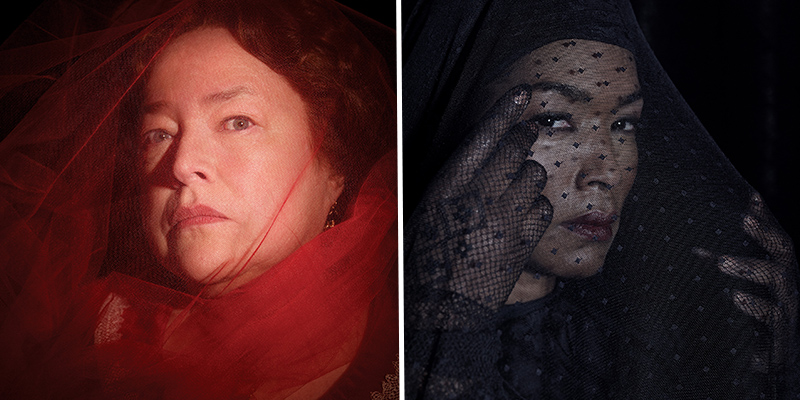 Pictured: Kathy Bates as Madame LaLaurie; Angela Bassett as Marie Laveau | Credit: Frank Ockenfels/FX