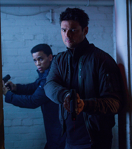 ALMOST HUMAN: L-R: Dorian (Michael Ealy) and Det. John Kennex (Karl Urban) in the "You Are Here" episode of ALMOST HUMAN airing Monday, Jan. 13 (8:00-9:00 PM ET/PT) on FOX. ©2013 Fox Broadcasting Co. Cr: Liane Hentscher / FOX