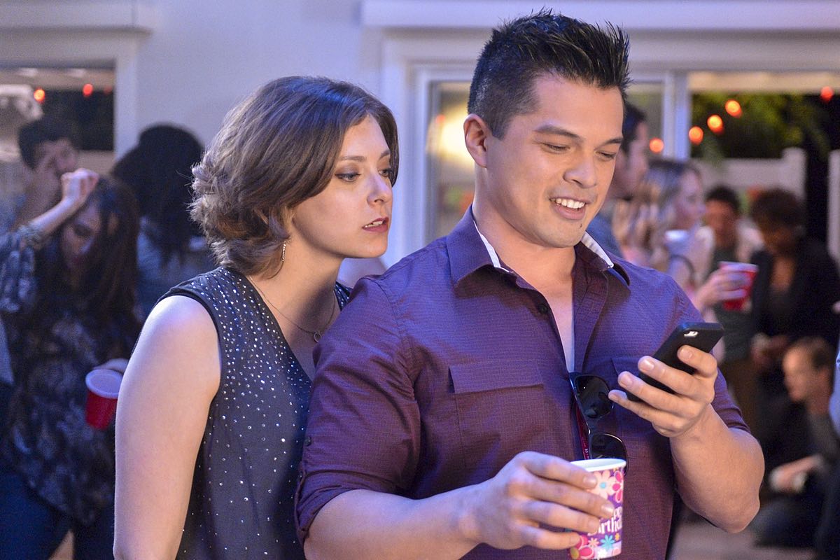 Crazy Ex-Girlfriend -- "I Hope Josh Comes to My Party!" -- Image Number: CEG103b_198.jpg -- Pictured (L-R): Rachel Bloom as Rebecca and Vincent Rodriguez III as Josh -- Photo: Lisa Rose/The CW -- é 2015 The CW Network, LLC. All rights reserved.