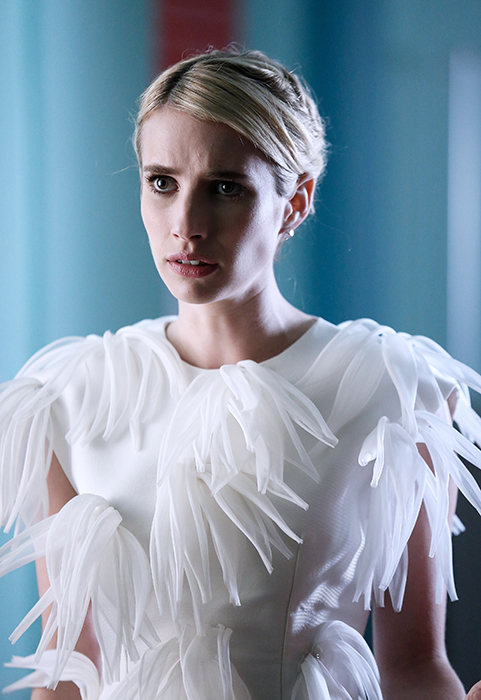 SCREAM QUEENS: Emma Roberts in the all-new “Chanel Pour Homme-Icide” episode of SCREAM QUEENS airing Tuesday, Nov. 1 (9:00-10:00 PM ET/PT) on FOX. Cr: Michael Becker / FOX. © 2016 FOX Broadcasting Co.