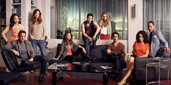 Pictured: (standing, l-r) Melissa (Ashley Holliday), Nora (Jama Williamson), Eddie (Cody Longo, on ledge), Chloe (Melissa Ordway), Kelly (Yara Martinez), Adam (Nick Krause) (sitting, l-r) Max (Carlos Ponce), Loren (Brittany Underwood), Tyler (Justin Wilczyniski), Traci (Shannon Kane), Jake (Brandon Bell); Photo Credit: James White/Nickelodeon. ©2012 Viacom, International, Inc. All Rights Reserved Cast of Hollywood Heights
